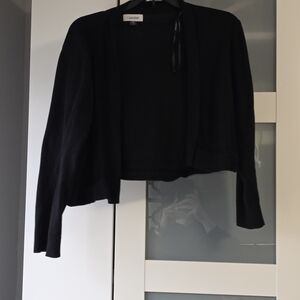 Calvin Klein Black Cropped Open-Front Cardigan